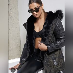 Blanc Noir Black Camouflage Ski Jacket